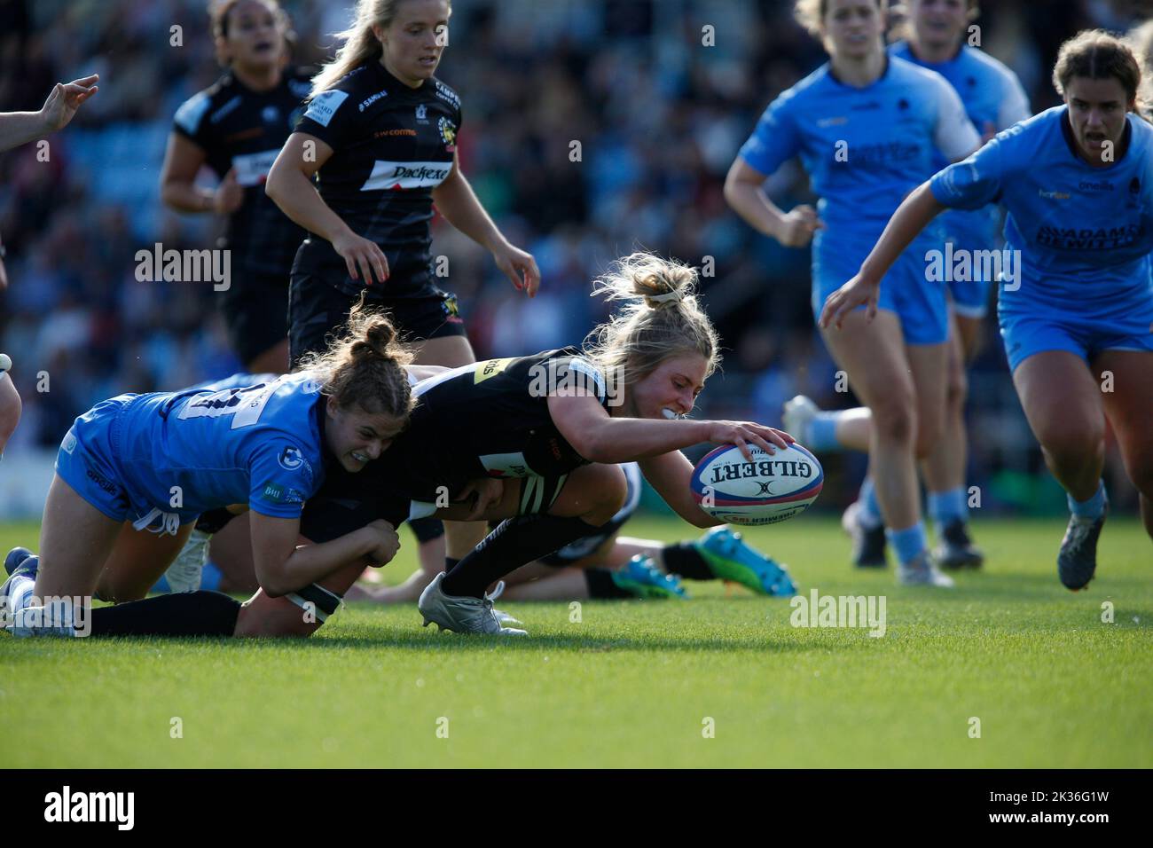 Allianz Cup der Frauen Exeter Chiefs Women 21 V 23 Worcester Warriors Women Samstag, 24. September 2022 - Sandy Park - Exeter - Vereinigtes Königreich Stockfoto