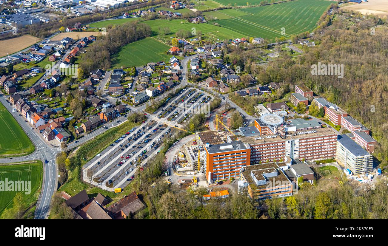 Luftaufnahme, St. Barbara-Klinik Hamm-Heessen GmbH Klinik für Innere Medizin, Neubau Neue Gehr in Heessen, Heessen, Hamm, Ruhr sind Stockfoto
