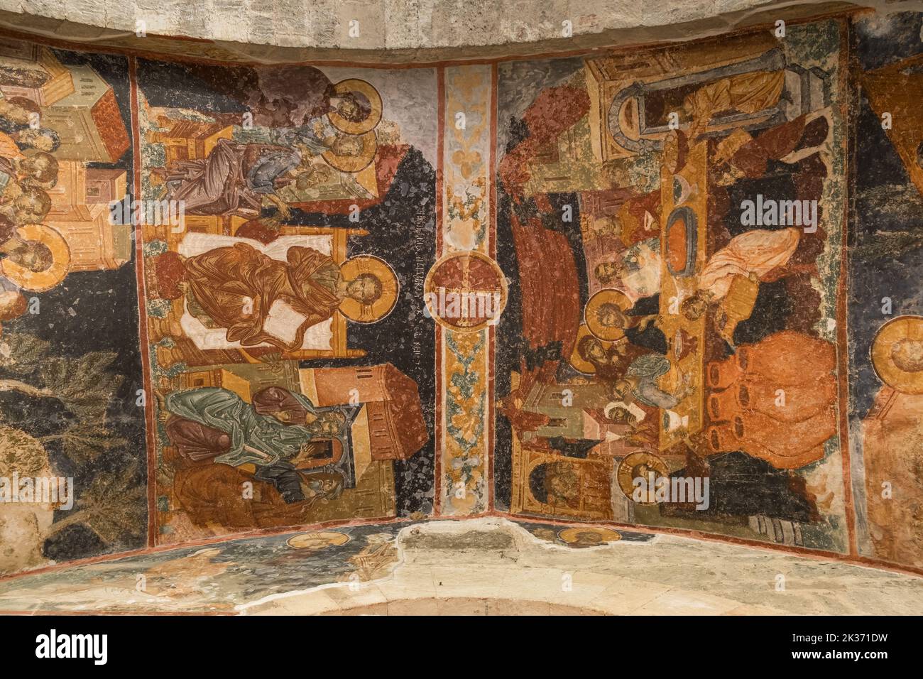 Fresken der alten byzantinischen Kirche der Hagia Sophia in Trabzon, Türkei Stockfoto