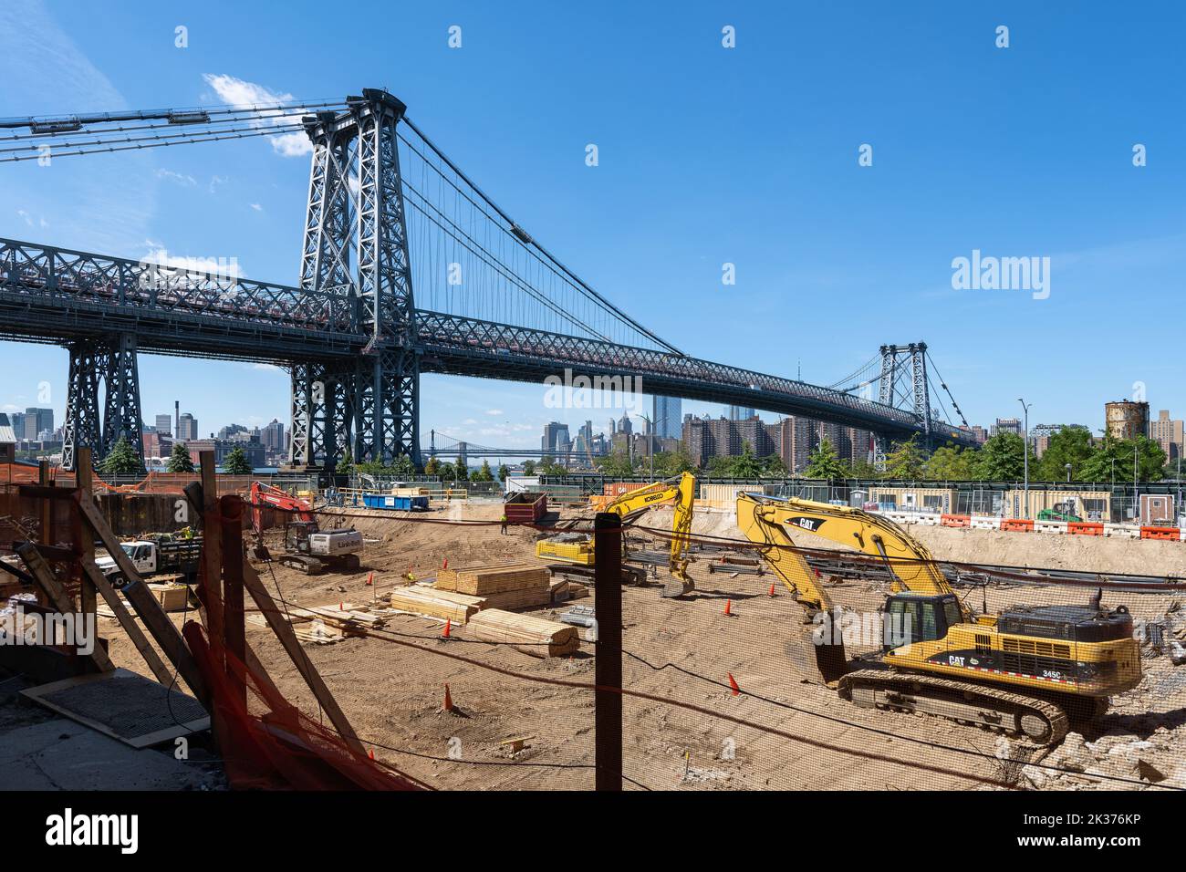 Bauarbeiten rund um den Domino Park Stockfoto