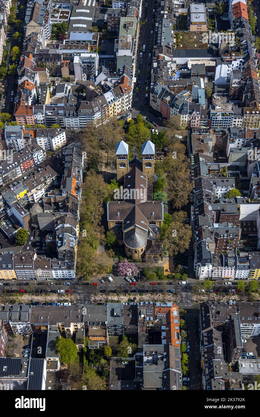 Luftaufnahme, katholische Kirche Sankt Michael, Neustadt, Köln, Rheinland, Nordrhein-Westfalen, Deutschland, Kultstätte, DE, Europa, Glaubensgemeinschaft, Stockfoto