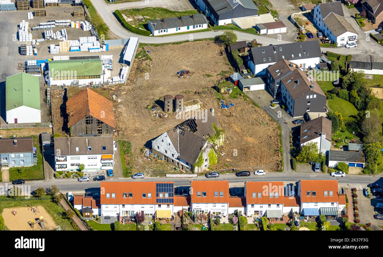 Luftaufnahme, Brownfield-Gelände für Bauvorhaben Hombergstraße 17 mit geplantem Pflegeheim- und Wohnkomplex, Niederzahnradhövel, Sprockhöv Stockfoto