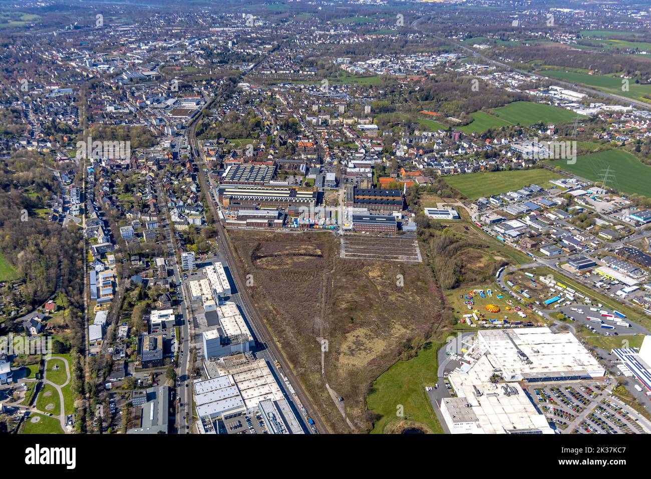 Luftaufnahme, Ansicht von Annen mit Industriegebiet Stockumer Straße, Witten, Ruhrgebiet, Nordrhein-Westfalen, Deutschland, DE, Europa, Luftfotografie, Stockfoto