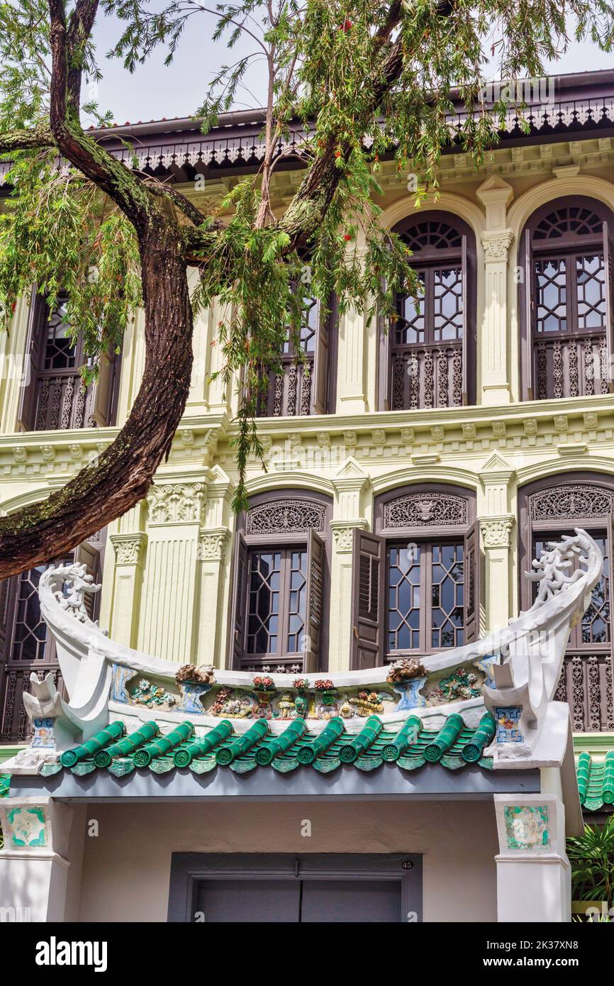 Immobilien in Emerald Hill Road, Republik Singapur. Emerald Hill liegt in der Nähe der Orchard Road, einer der Hauptverkehrsstraßen Singapurs. Es verfügt über p Stockfoto