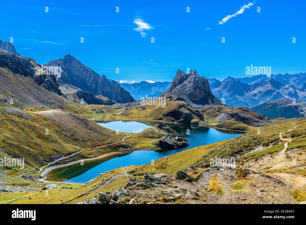 Oronaye-See und Roburent-See zwischen Italien und Frankreich, auf über 2500 Metern über dem Meeresspiegel zwischen dem Stura-Tal und dem Ubaye-Tal Stockfoto