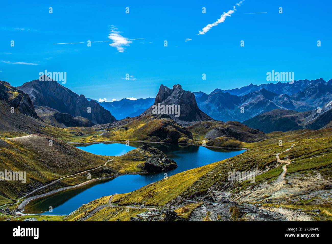 Oronaye-See und Roburent-See zwischen Italien und Frankreich, auf über 2500 Metern über dem Meeresspiegel zwischen dem Stura-Tal und dem Ubaye-Tal Stockfoto