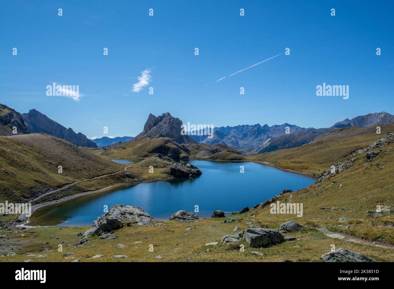 Oronaye-See und Roburent-See zwischen Italien und Frankreich, auf über 2500 Metern über dem Meeresspiegel zwischen dem Stura-Tal und dem Ubaye-Tal Stockfoto