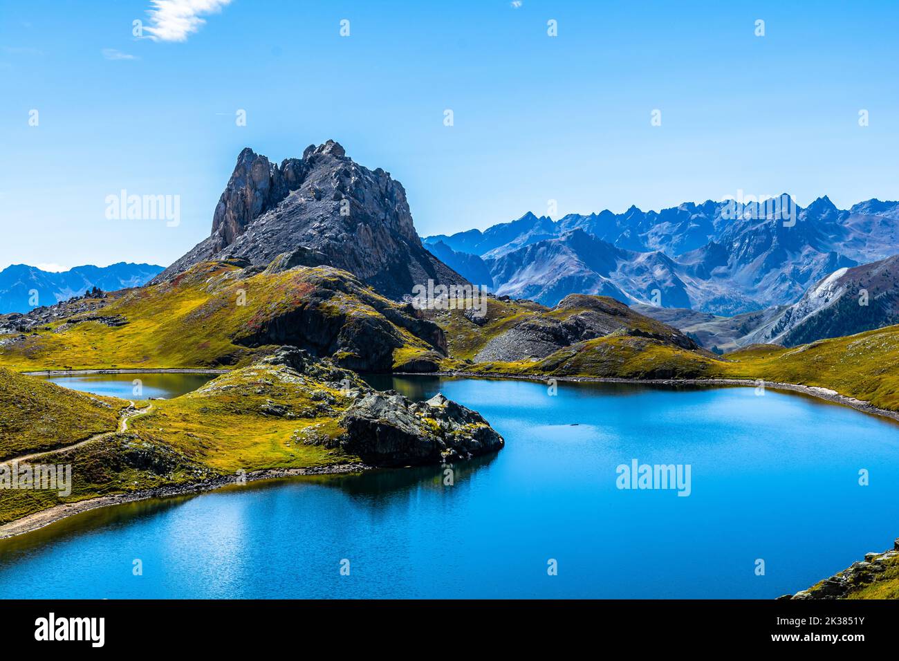 Oronaye-See und Roburent-See zwischen Italien und Frankreich, auf über 2500 Metern über dem Meeresspiegel zwischen dem Stura-Tal und dem Ubaye-Tal Stockfoto