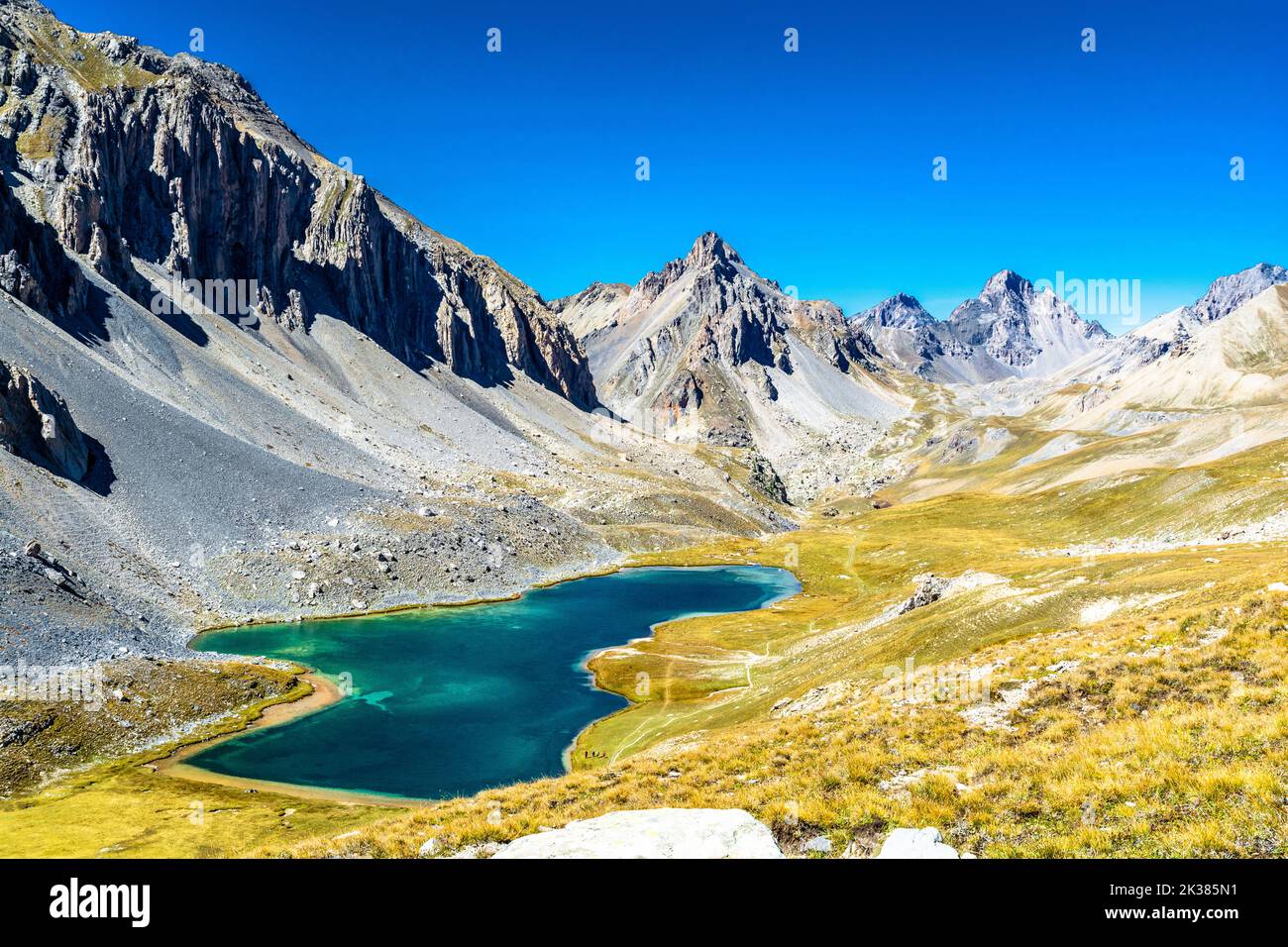 Oronaye-See und Roburent-See zwischen Italien und Frankreich, auf über 2500 Metern über dem Meeresspiegel zwischen dem Stura-Tal und dem Ubaye-Tal Stockfoto