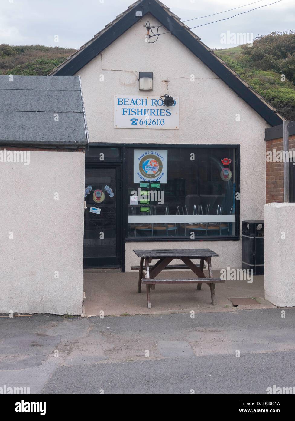 Beach Road Fisheries Fish Bar und Take Away Skinningrove North Yorkshire Stockfoto
