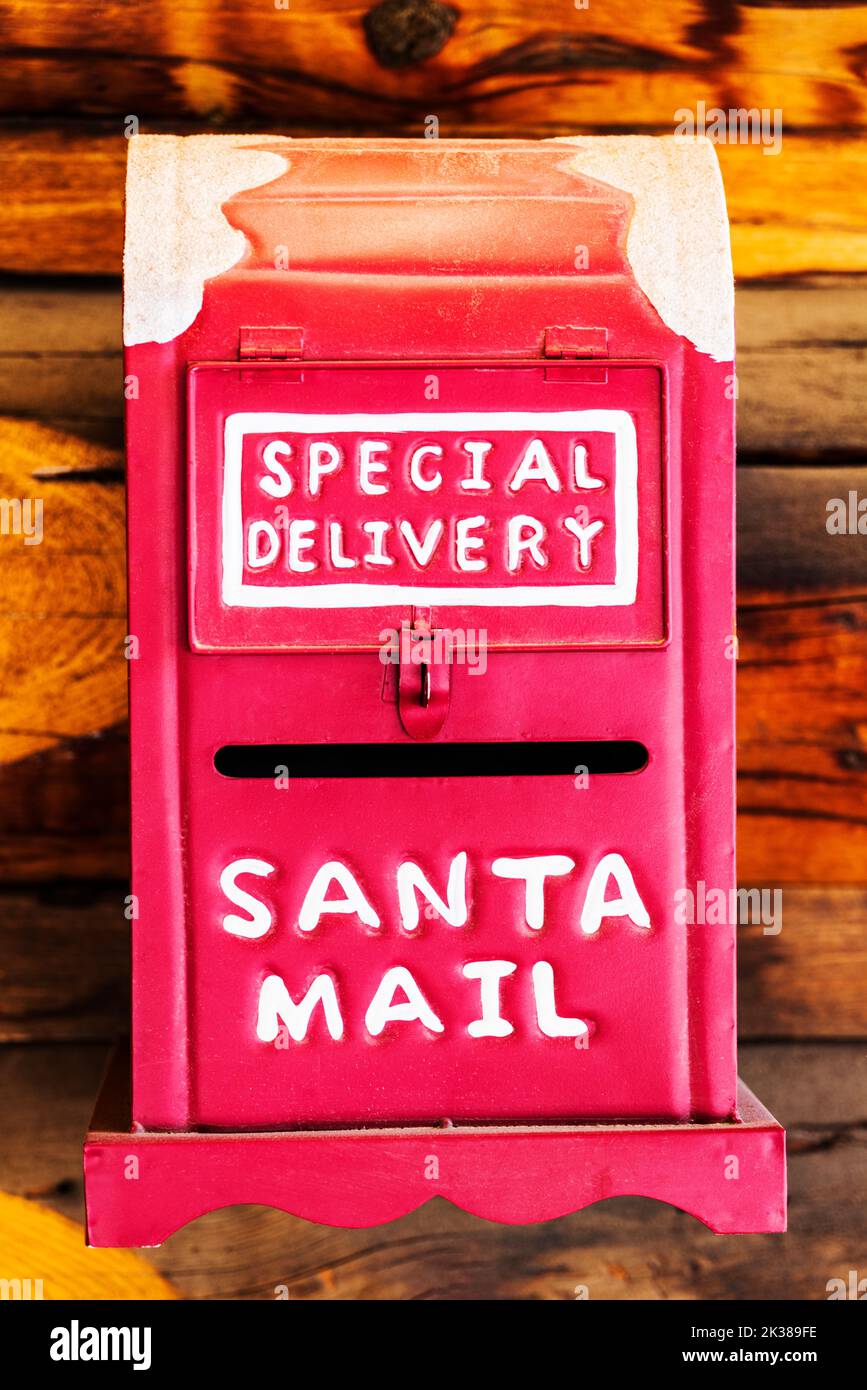Santa Claus Mailbox; Tetsa River Lodge; Fort Nelson; British Columbia; Kanada Stockfoto