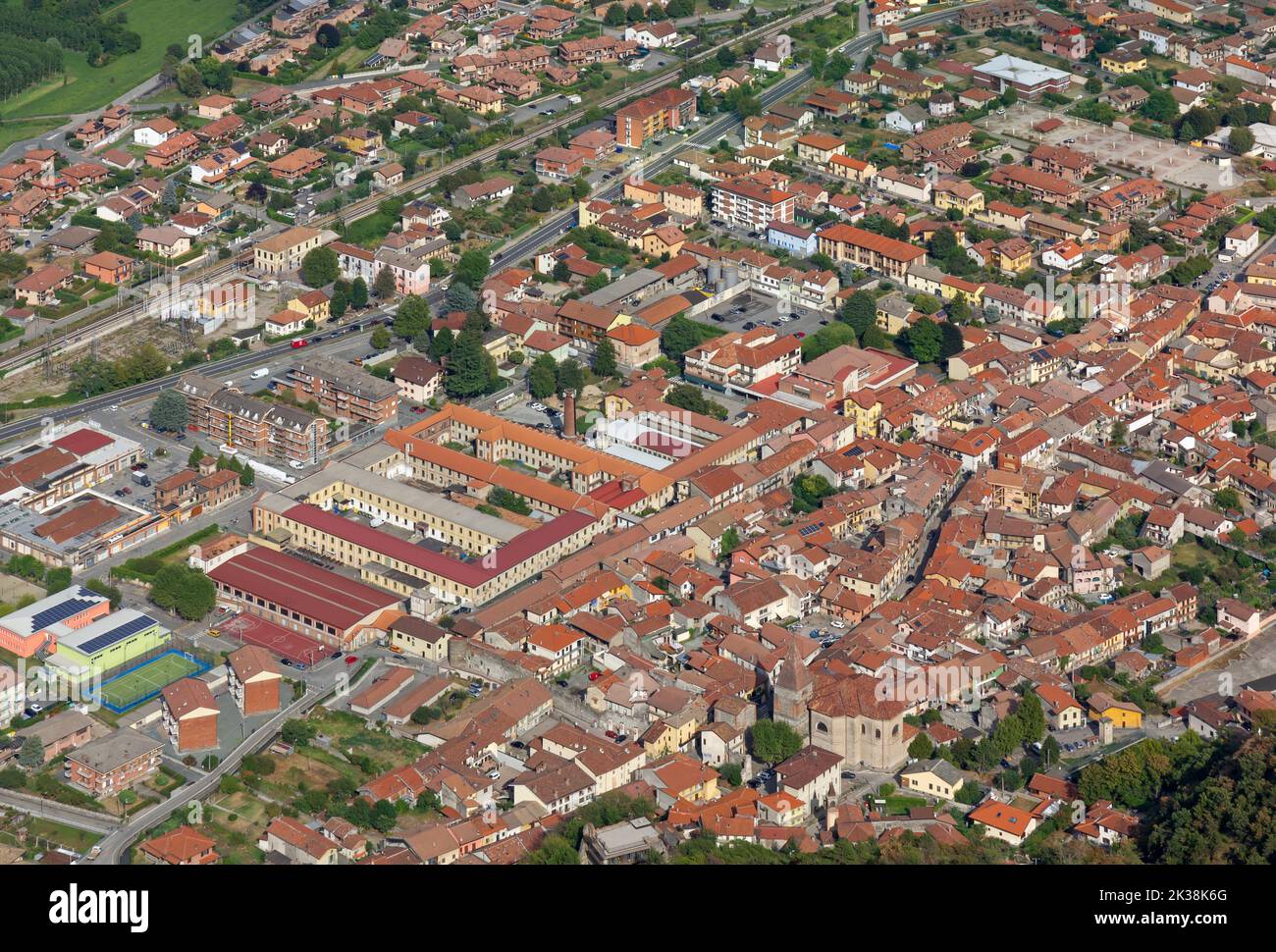 Luftaufnahme von Sant'Ambrogio di Torino, in der Region Piemont, Italien Stockfoto