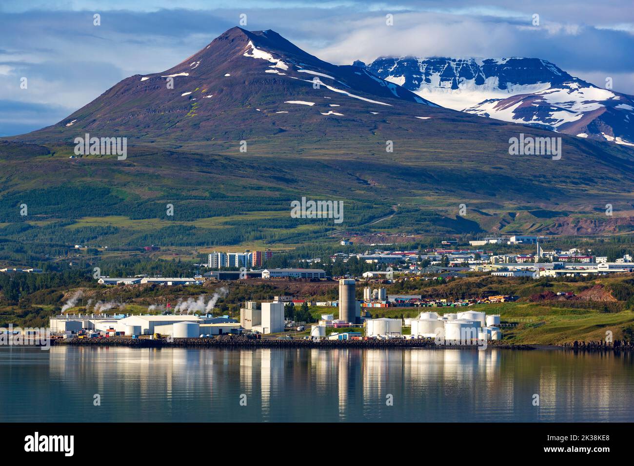 Industrie in Eyjaffjordur, Akureyri, Island, Europa Stockfoto