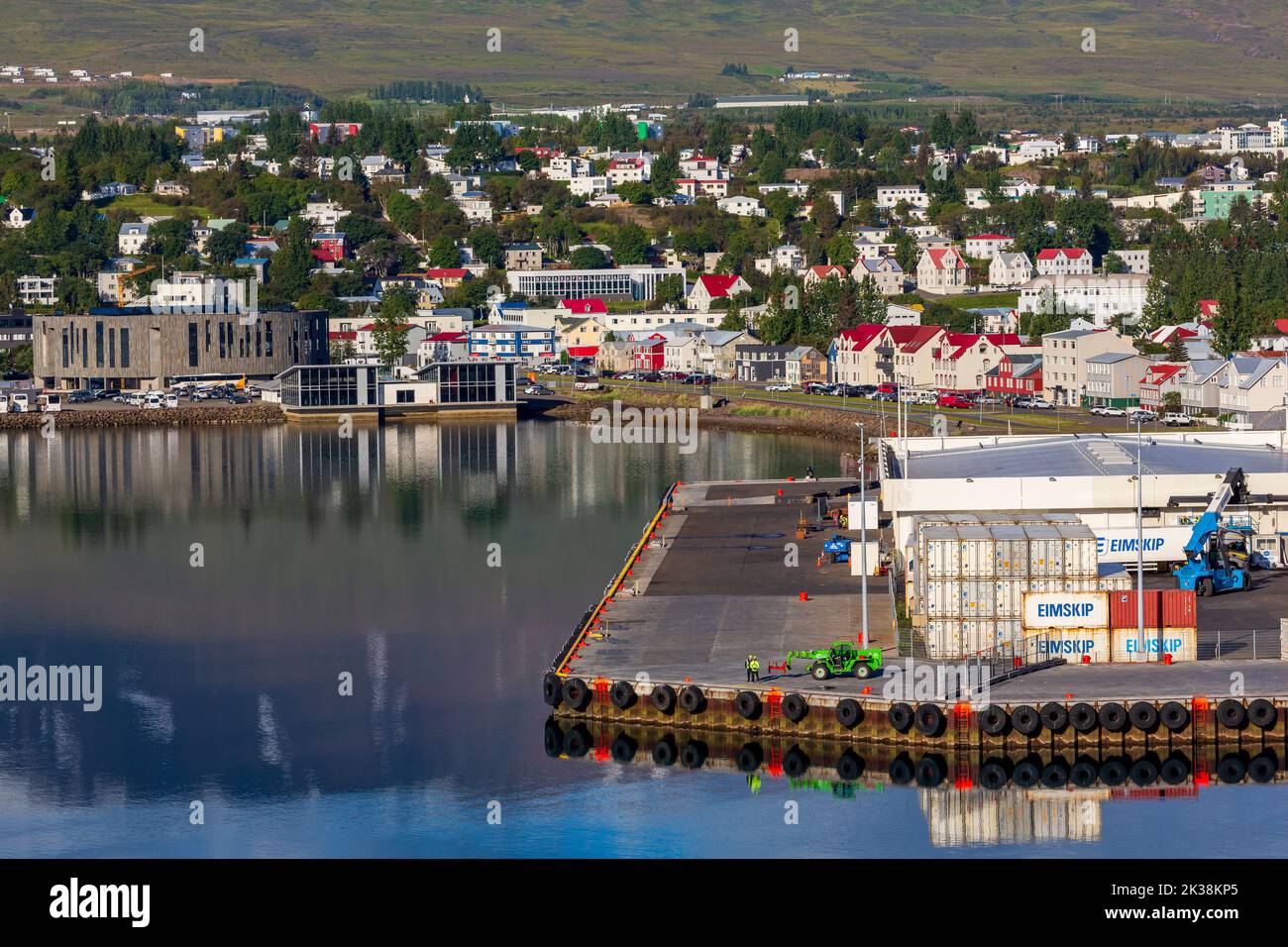 Container Port, Akureyri, Island, Europa Stockfoto