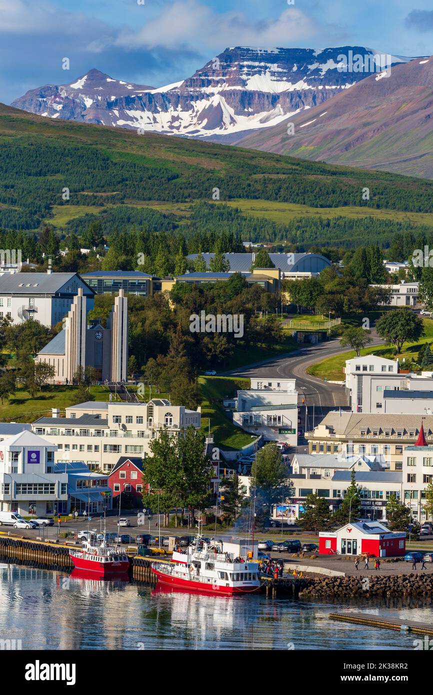 Akureyri Waterfront, Island, Europa Stockfoto