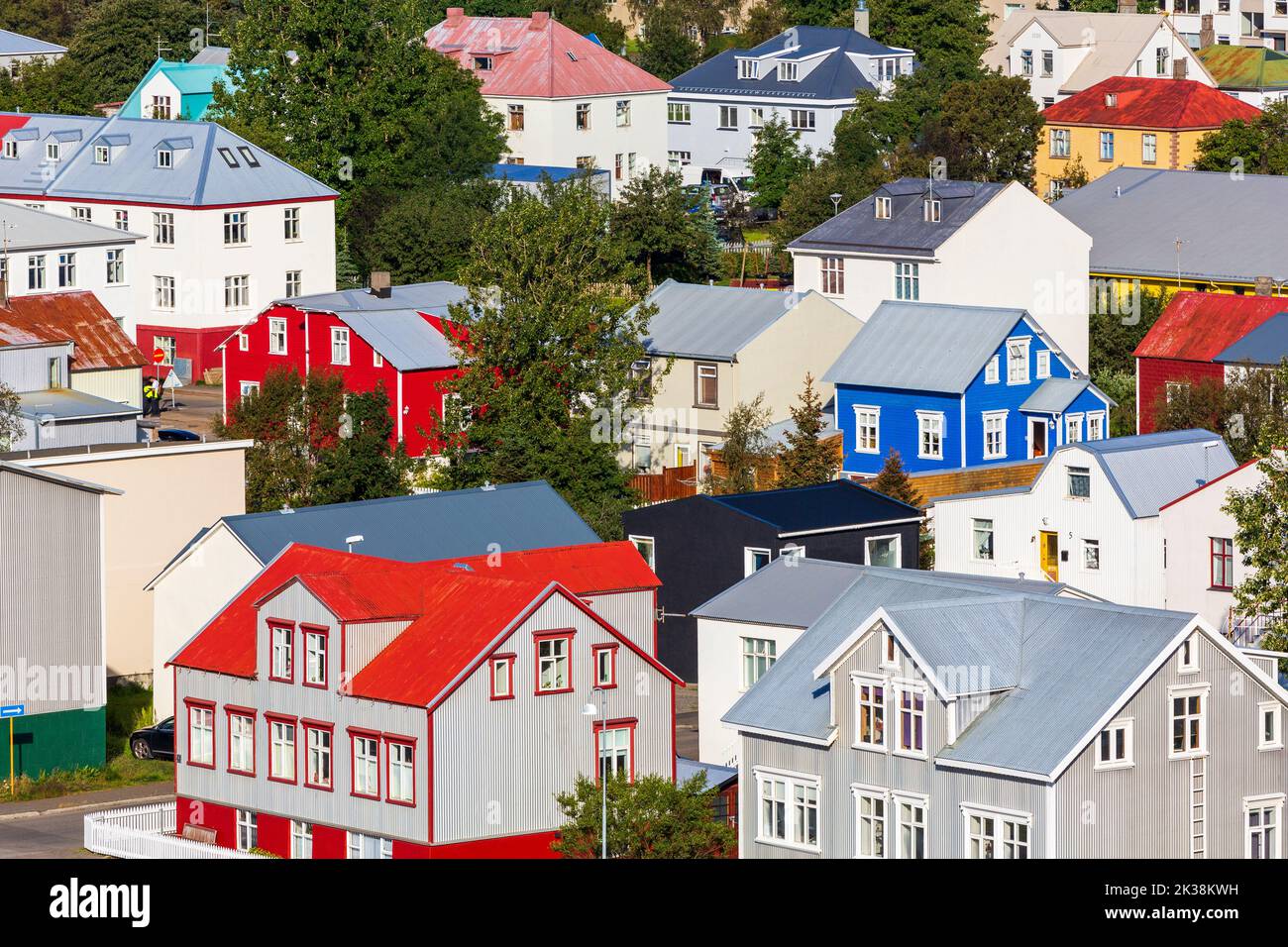 Häuser in Akureyri, Island, Europa Stockfoto