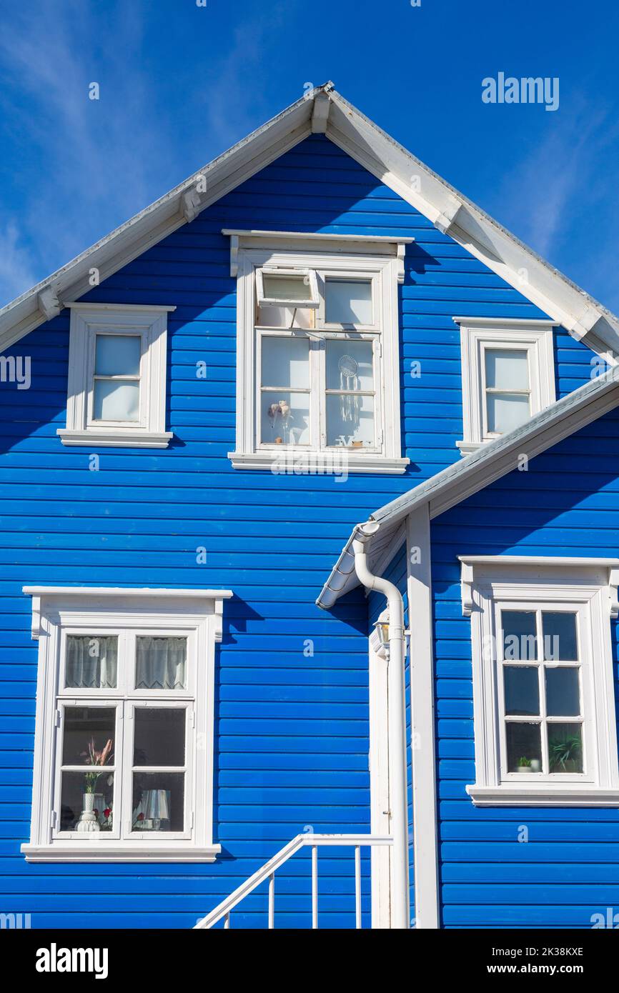 Buntes Haus, Akureyri, Island, Europa Stockfoto