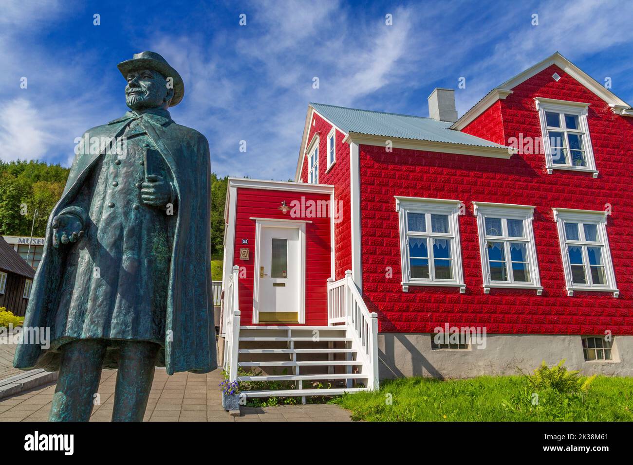 Jon Sveinsson Statue, Akureyri Museum, Akureyri, Island, Europa Stockfoto