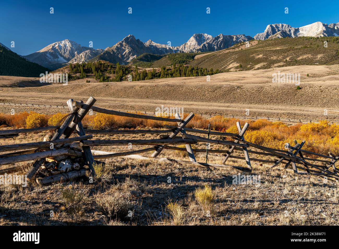 Idaho Bergkette mit Bach gefüllt mit Herbstfarbe Stockfoto