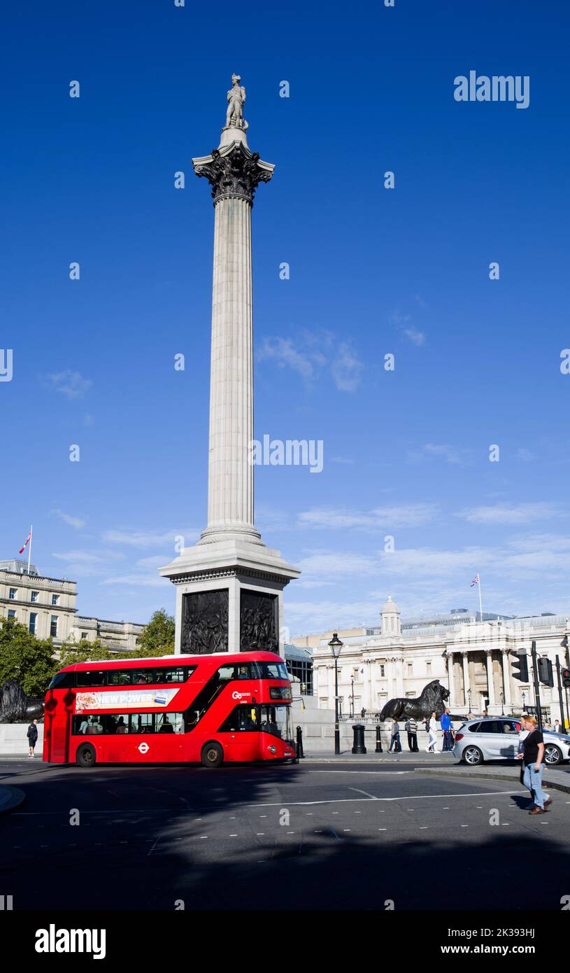 Nelson Säule Trafalgar Square in London Stockfoto