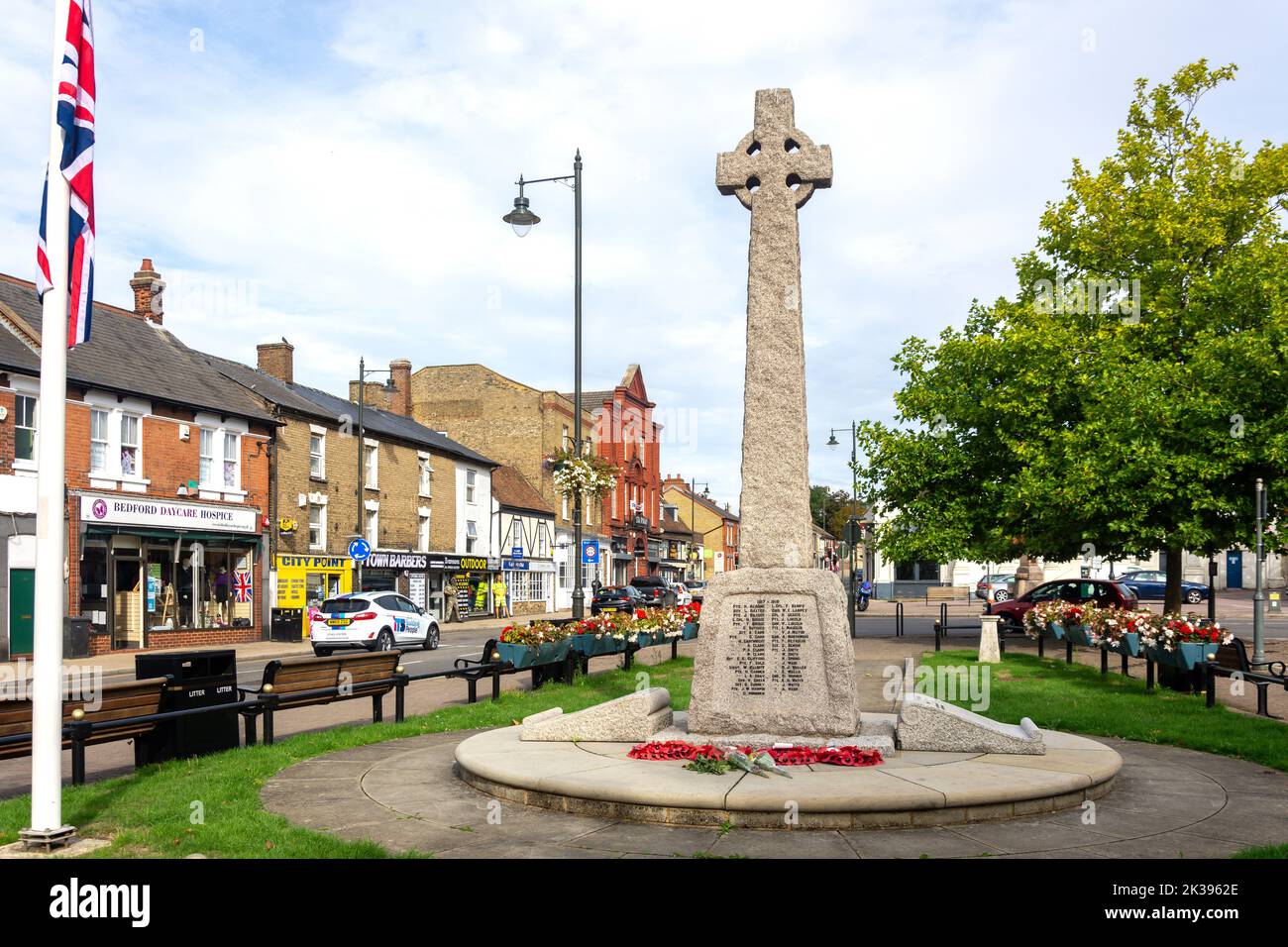 War Memorial, Market Place, Biggleswade, Bedfordshire, England, Vereinigtes Königreich Stockfoto