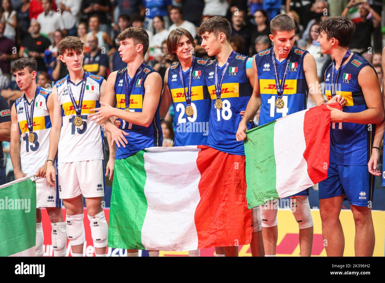 Italien Europameister U20 Europameisterschaft - erster Platz Finale - Italien gegen Polen, Volleyball-Turniere in Montesilvano/Vasto, Italien, September 25 2022 Stockfoto
