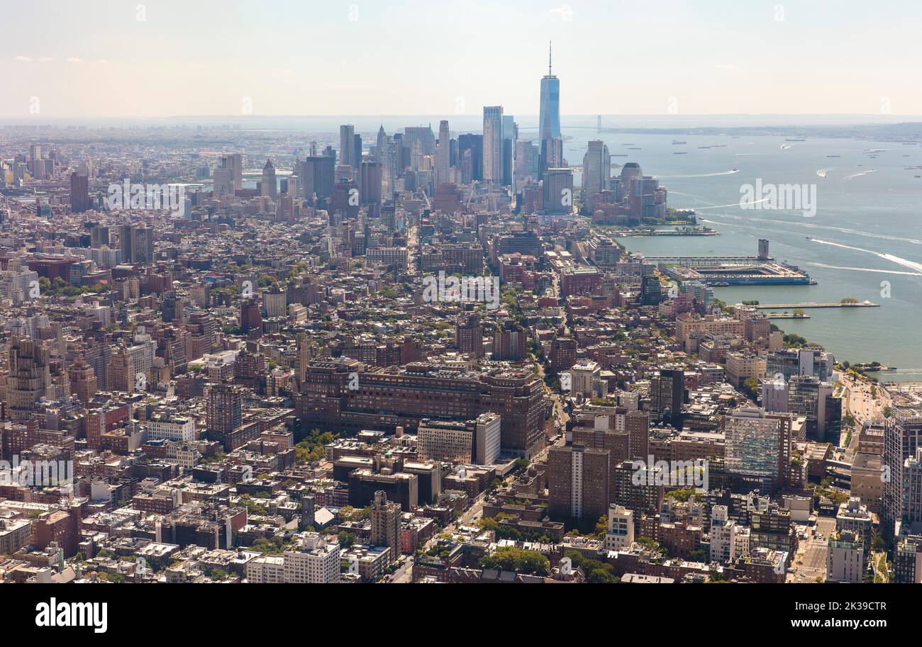 Financial District Manhattan von Midtown NYC aus gesehen, USA Stockfoto