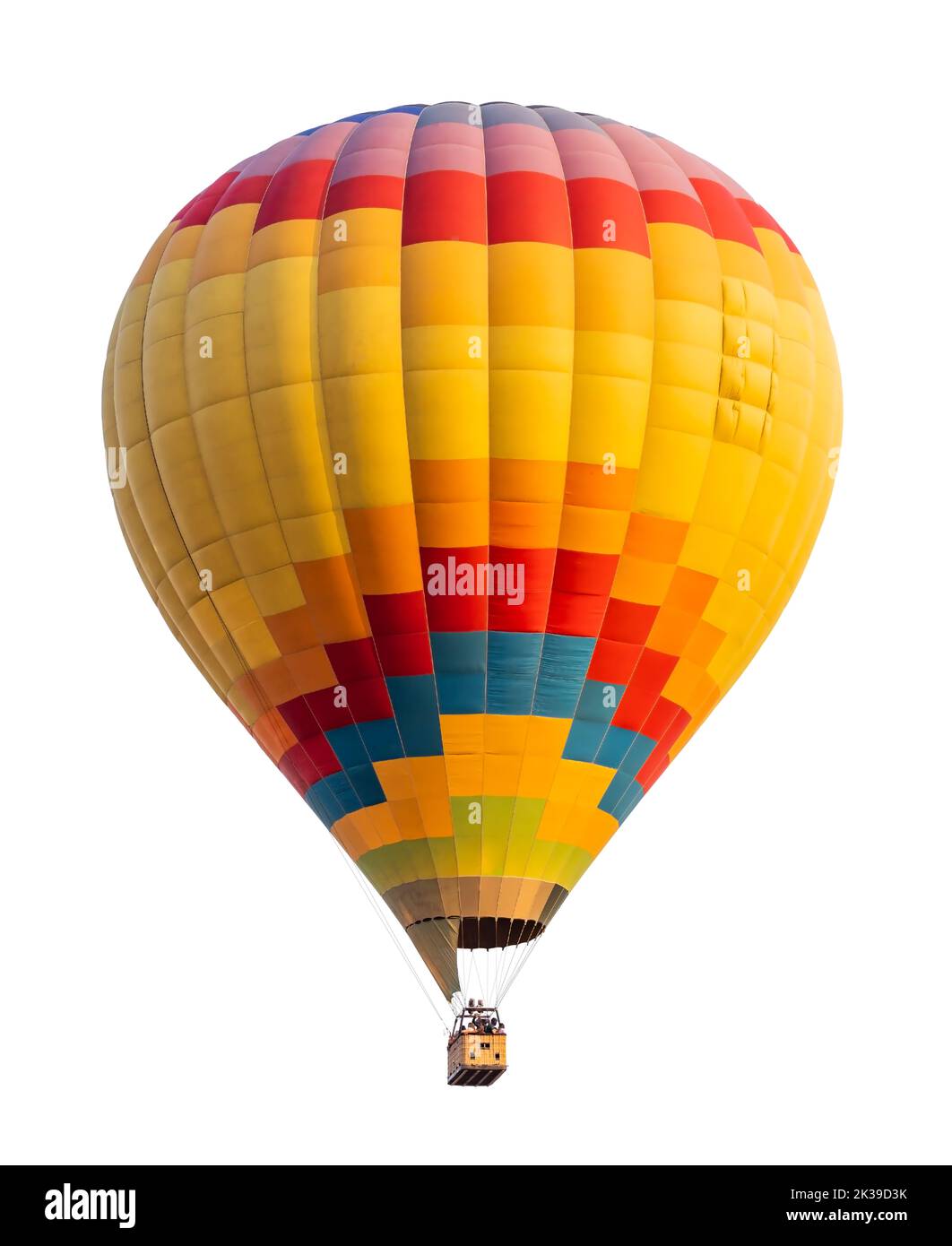Heißluftballon isoliert auf weißem Hintergrund. Stockfoto