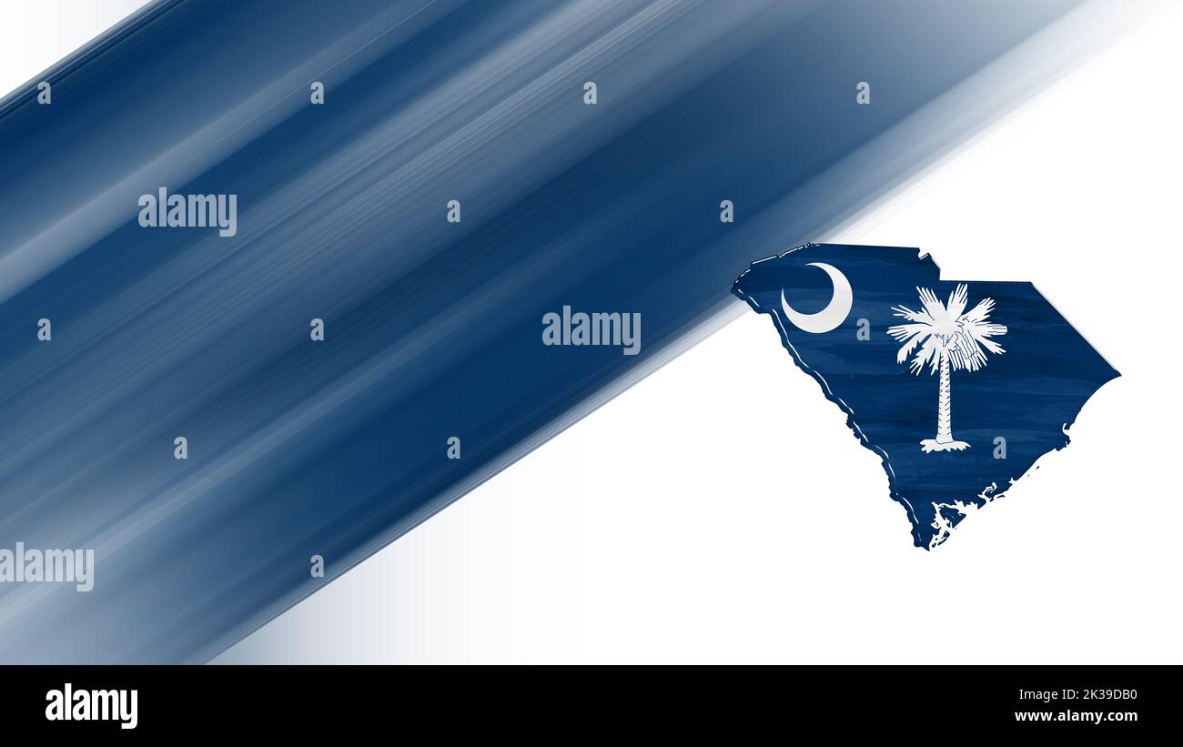 Karte von South Carolina, Flaggenkarte, Nationalfarben Hintergrund Stockfoto