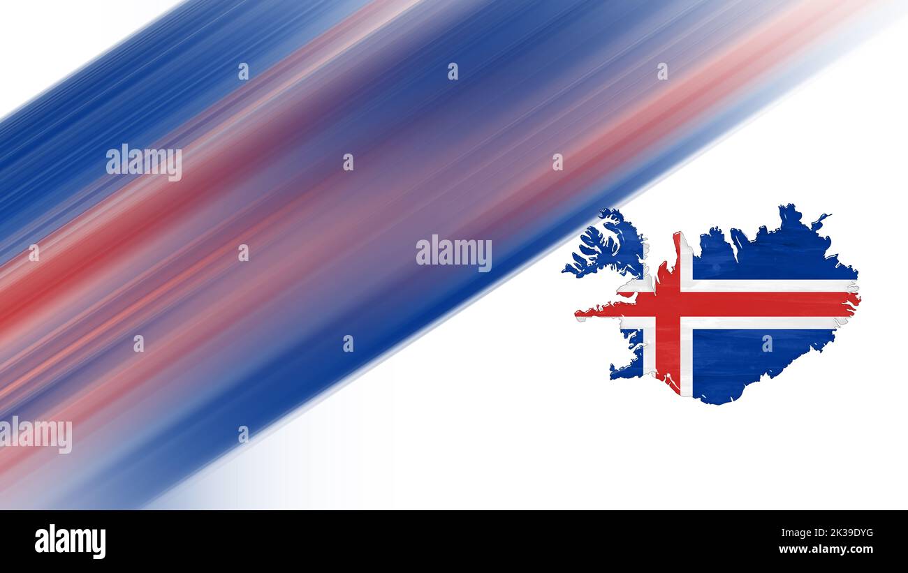 Landkarte von Island, Flaggenkarte, Nationalfarben Hintergrund Stockfoto