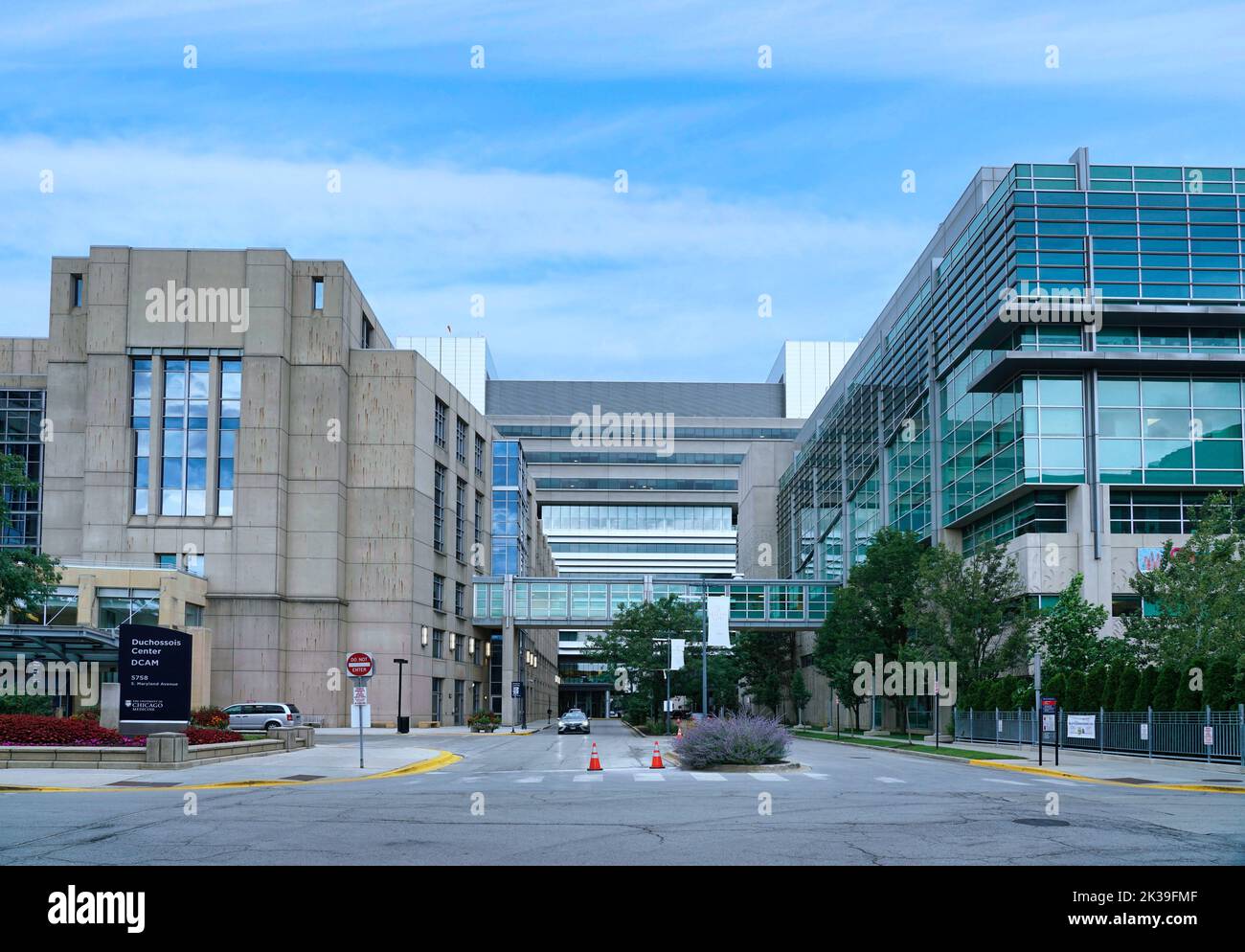 Der Krankenhauskomplex der University of Chicago besteht aus mehreren miteinander verbundenen Gebäuden Stockfoto