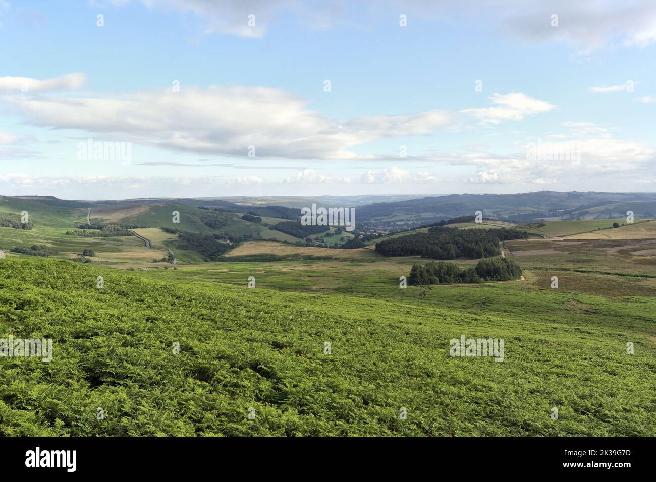 Stanage Edge, Nationalpark Peak District, malerische Landschaft, Moorlandschaft, Derbyshire England, Großbritannien Stockfoto