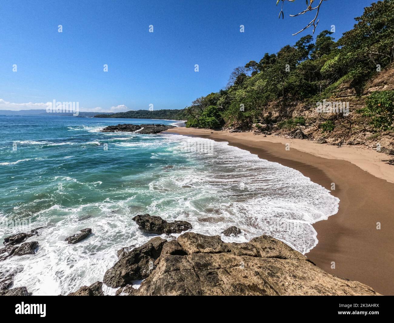 Blick auf den unberührten Playa Cocalito Beach, Puntarenas, Costa Rica Stockfoto