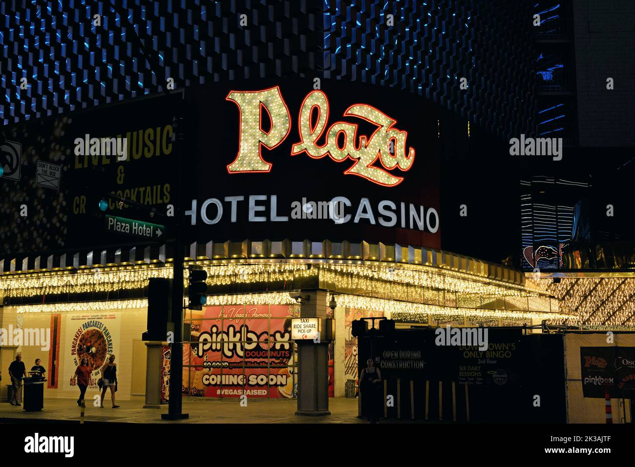 Plaza Hotel in der Fremont Street im Stadtzentrum von Las Vegas, Nevada, USA Stockfoto