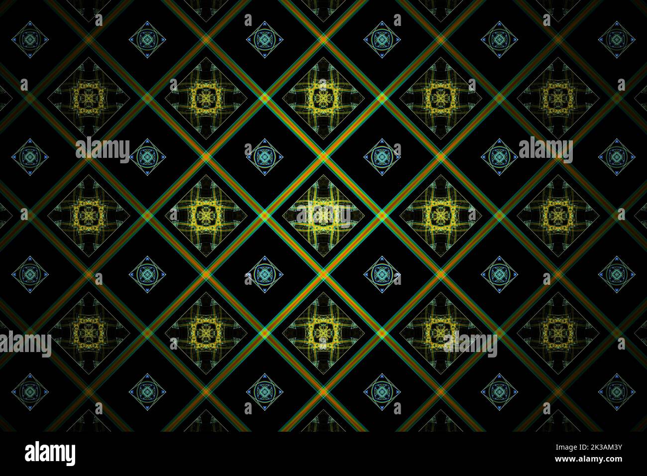 Künstlerische mehrfarbige ornamental vintage nahtlose Muster, monochromen Hintergrund. Fraktale, digitale abstrakte Aquarell-Muster. Nahtloser Hintergrund. Vi Stockfoto