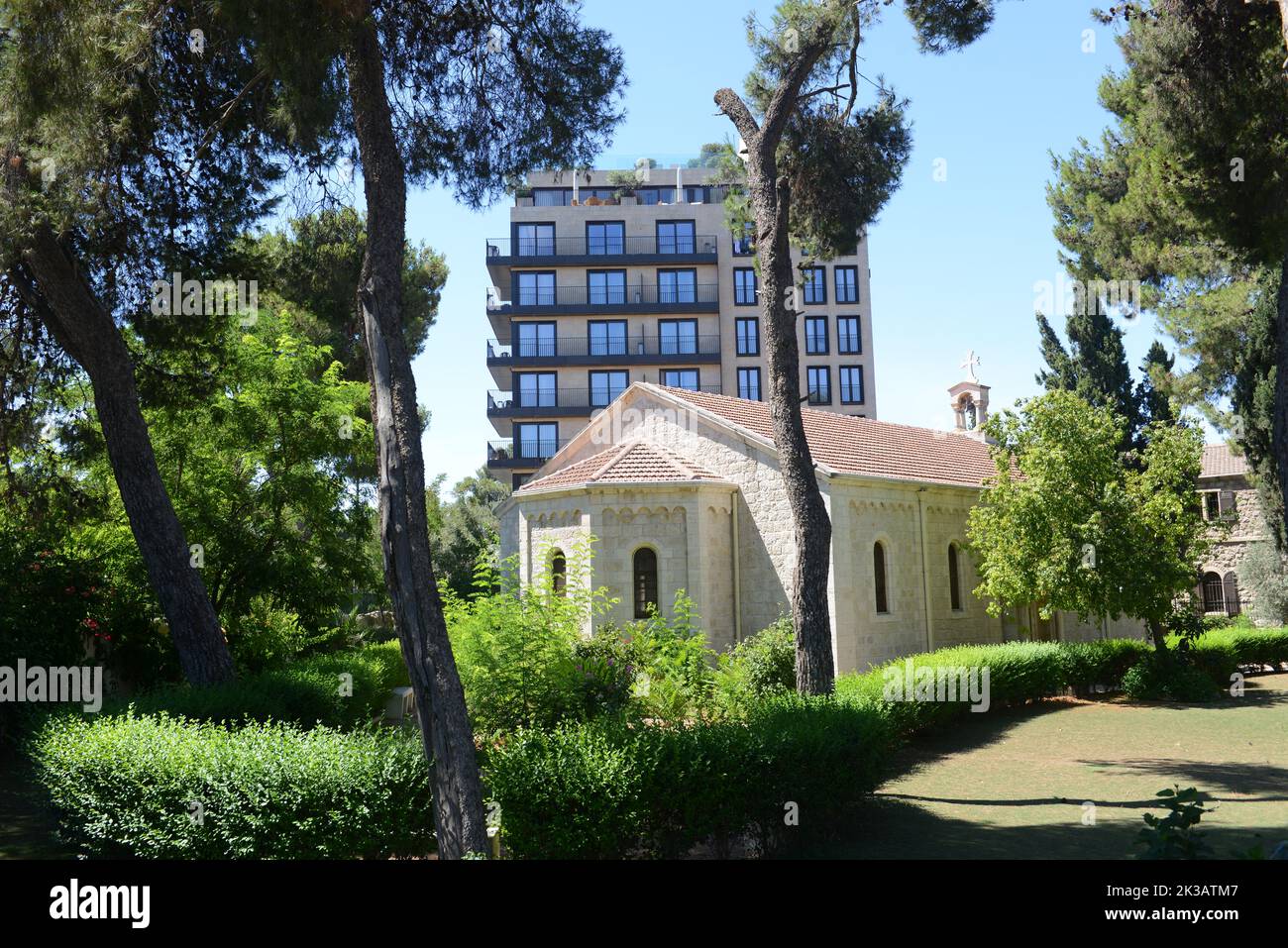 Die armenische Kirche in der Emek Refaim Straße in Jerusalem, Israel. Stockfoto