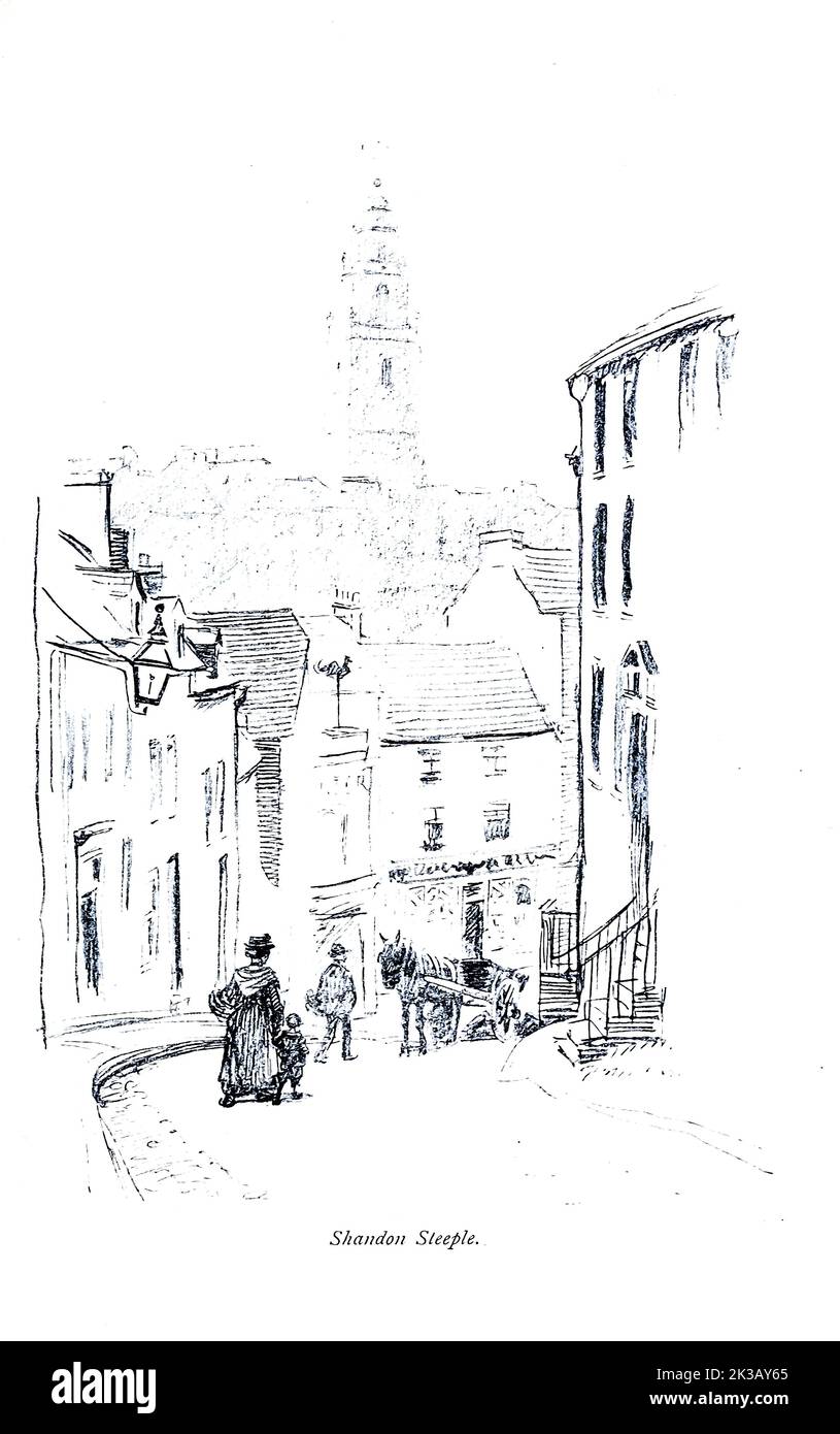 Shandon Steeple, Cork, Münster illustriert von Hugh Thomson aus dem Buch "The Famous Cities of Ireland" von Gwynn, Stephen Lucius, Verlag: Dublin, Maunsel & Co., ; New York, The Macmillan Co 1915 Stockfoto