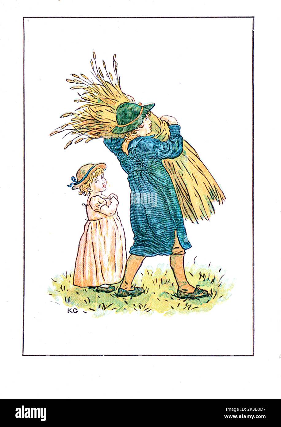 Kate Greenaway's Almanac für den Sommer August 1928 Stockfoto