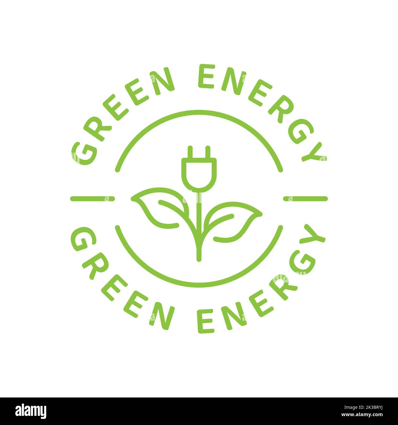 Etikett mit dem grünen Energievektor. Logo für nachhaltige, natürliche und erneuerbare Ressourcen. Stock Vektor