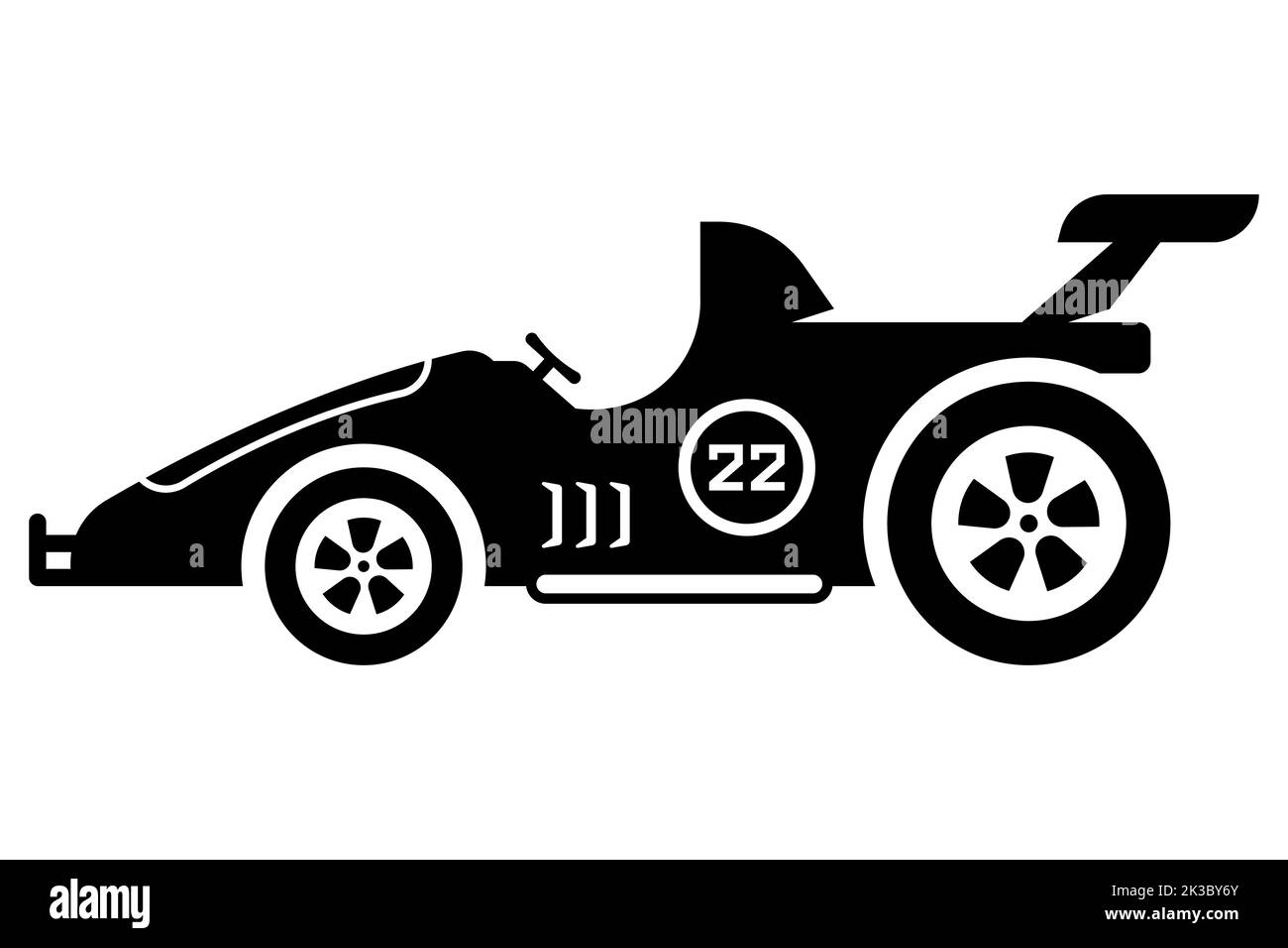 Sportwagen schwarz Symbol. Rennwagen. Flache Vektor-Abbildung. Stock Vektor