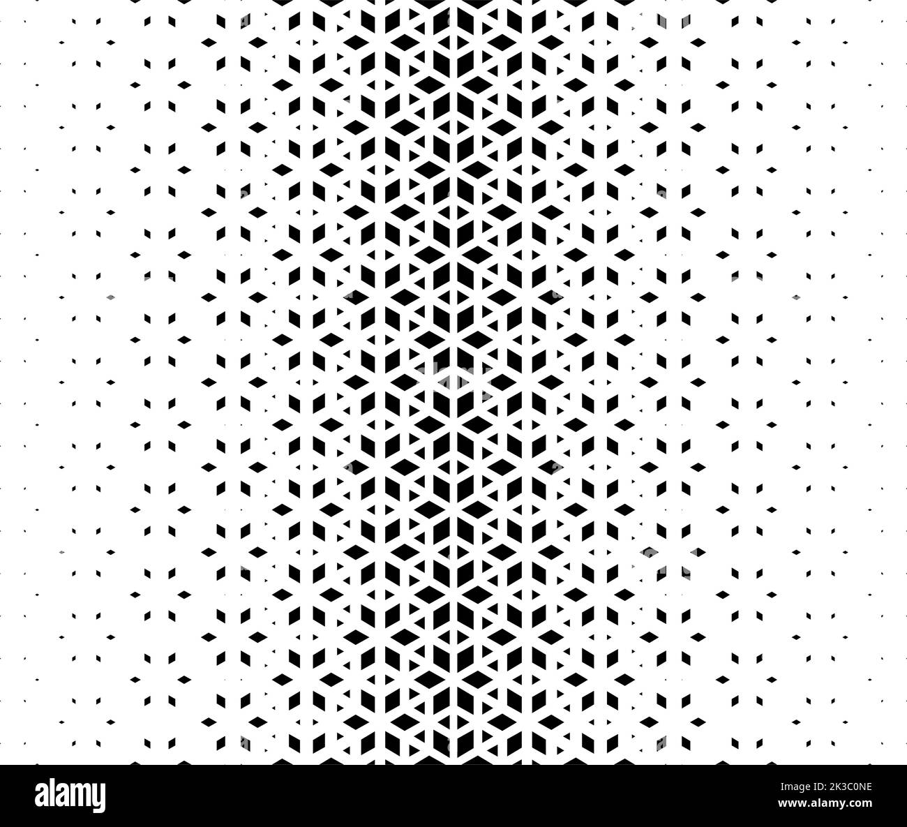 Geometrisches Muster von schwarzen Figuren auf weißem Hintergrund.nahtlos in eine Richtung.Option mit einem KURZEN Ausblenden.Ray-Methode. Stock Vektor