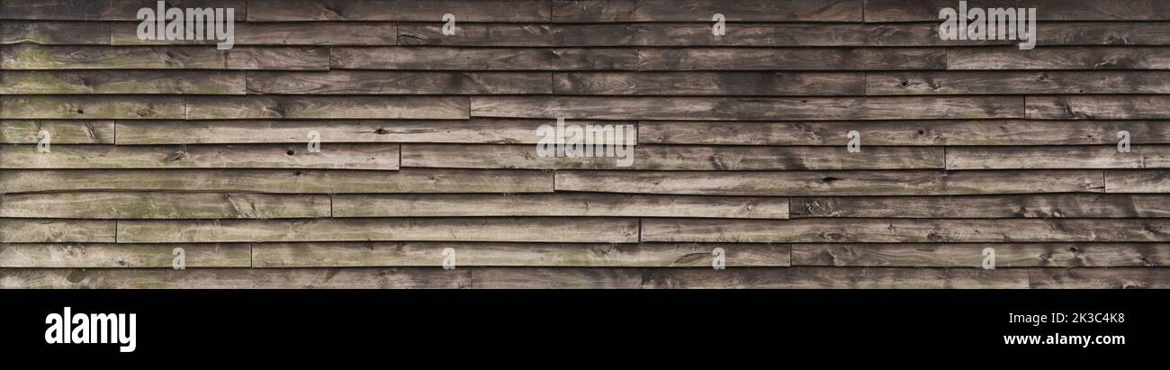 Rustikale braune Holzverkleidung Textur, horizontale unlackierte alte Holzplanken Hintergrund Stockfoto