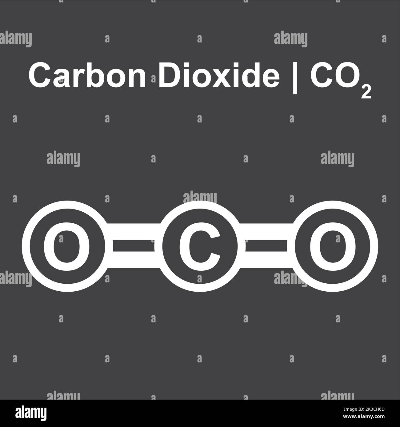 Molekulares Modell des Kohlendioxidmoleküls (CO2). Vektorgrafik. Stock Vektor