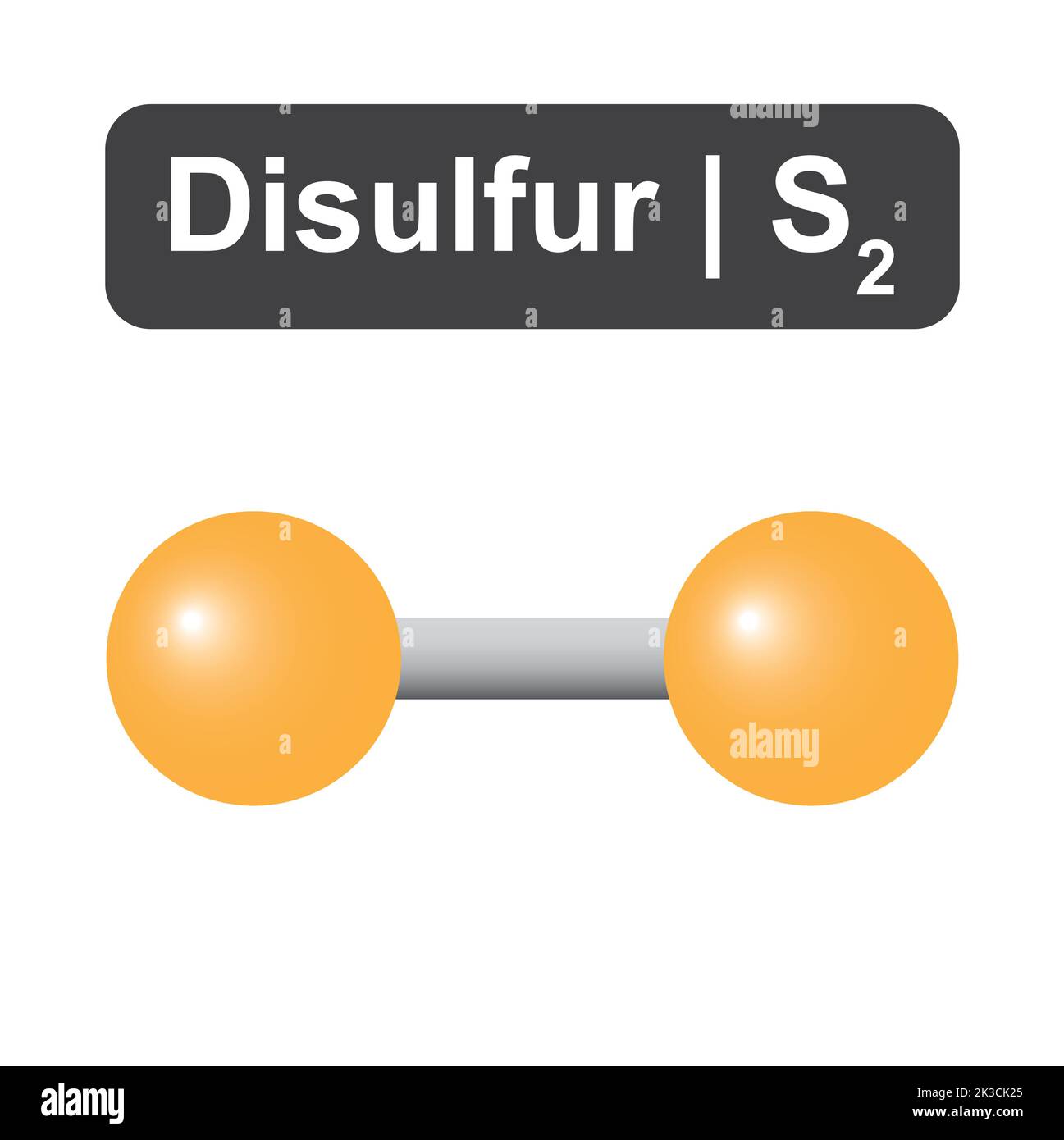 Molekulares Modell des Disulphur-Moleküls (S2). Vektorgrafik. Stock Vektor