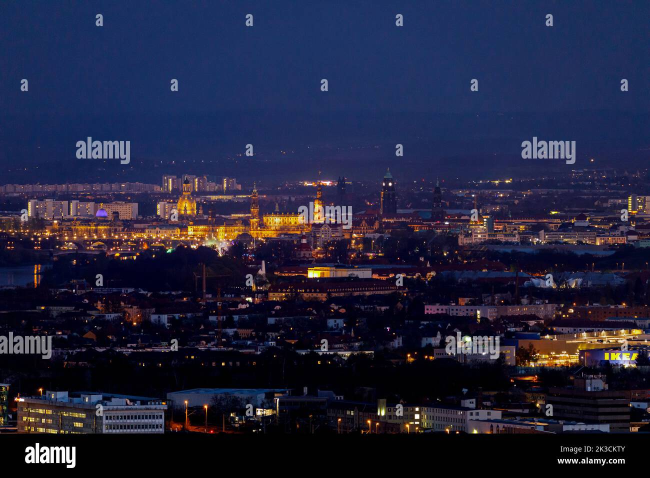 Blick auf das Elbtal in Richtung der Hauptstadt Dresden Stockfoto