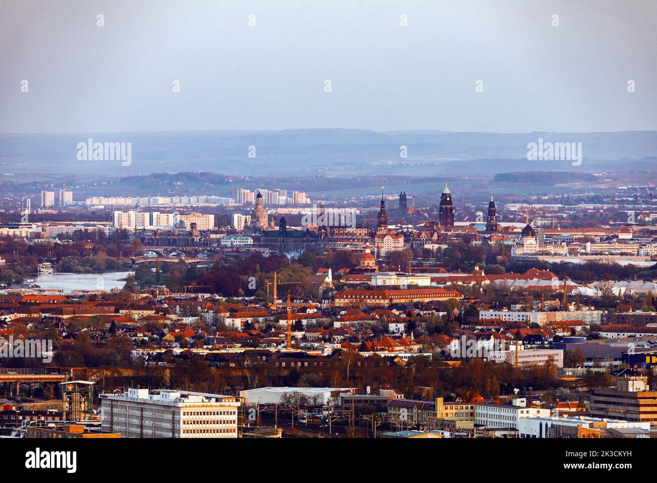 Blick auf das Elbtal in Richtung der Hauptstadt Dresden Stockfoto