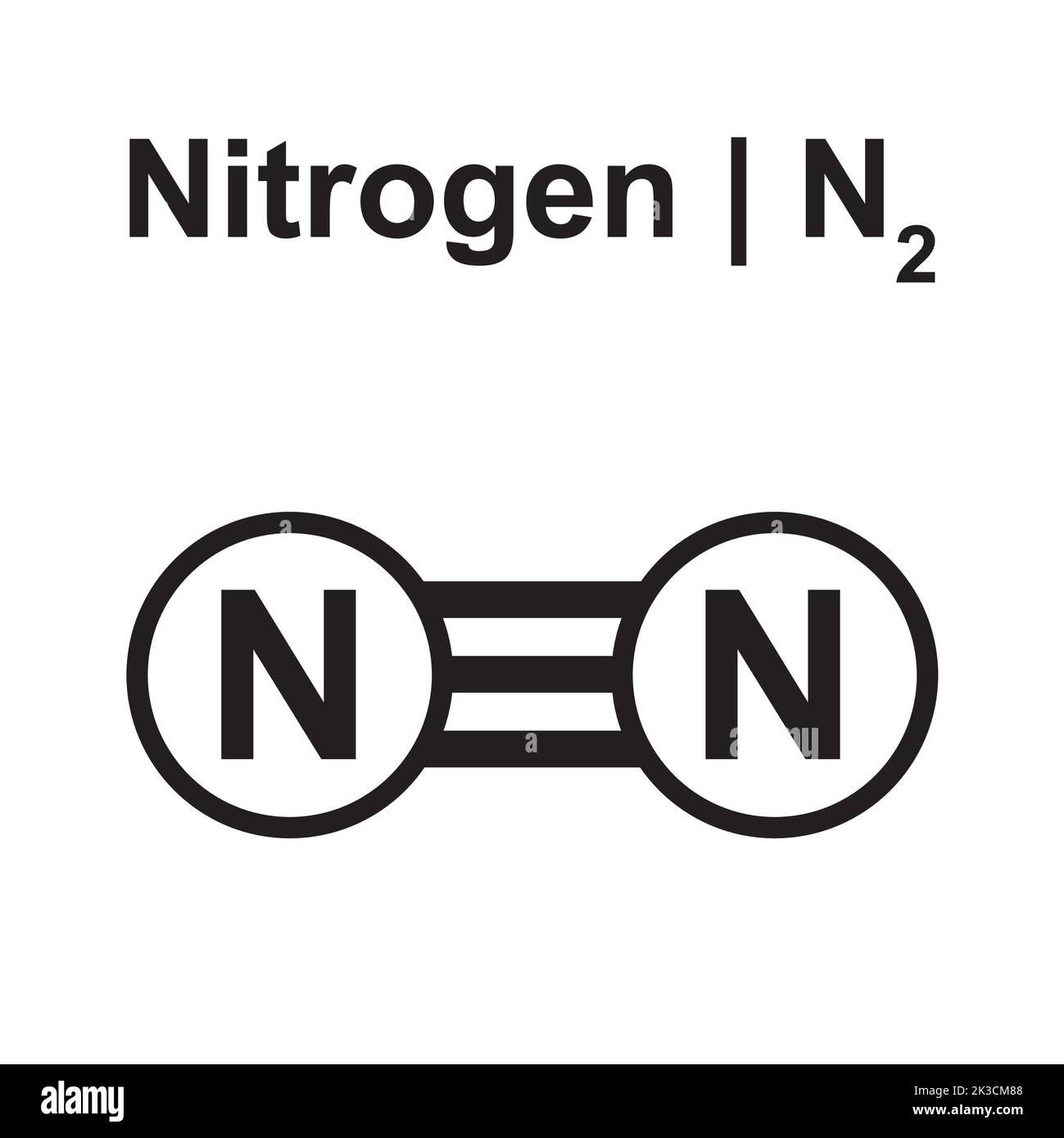 Molekulares Modell des Stickstoffmoleküls (N2). Vektorgrafik. Stock Vektor