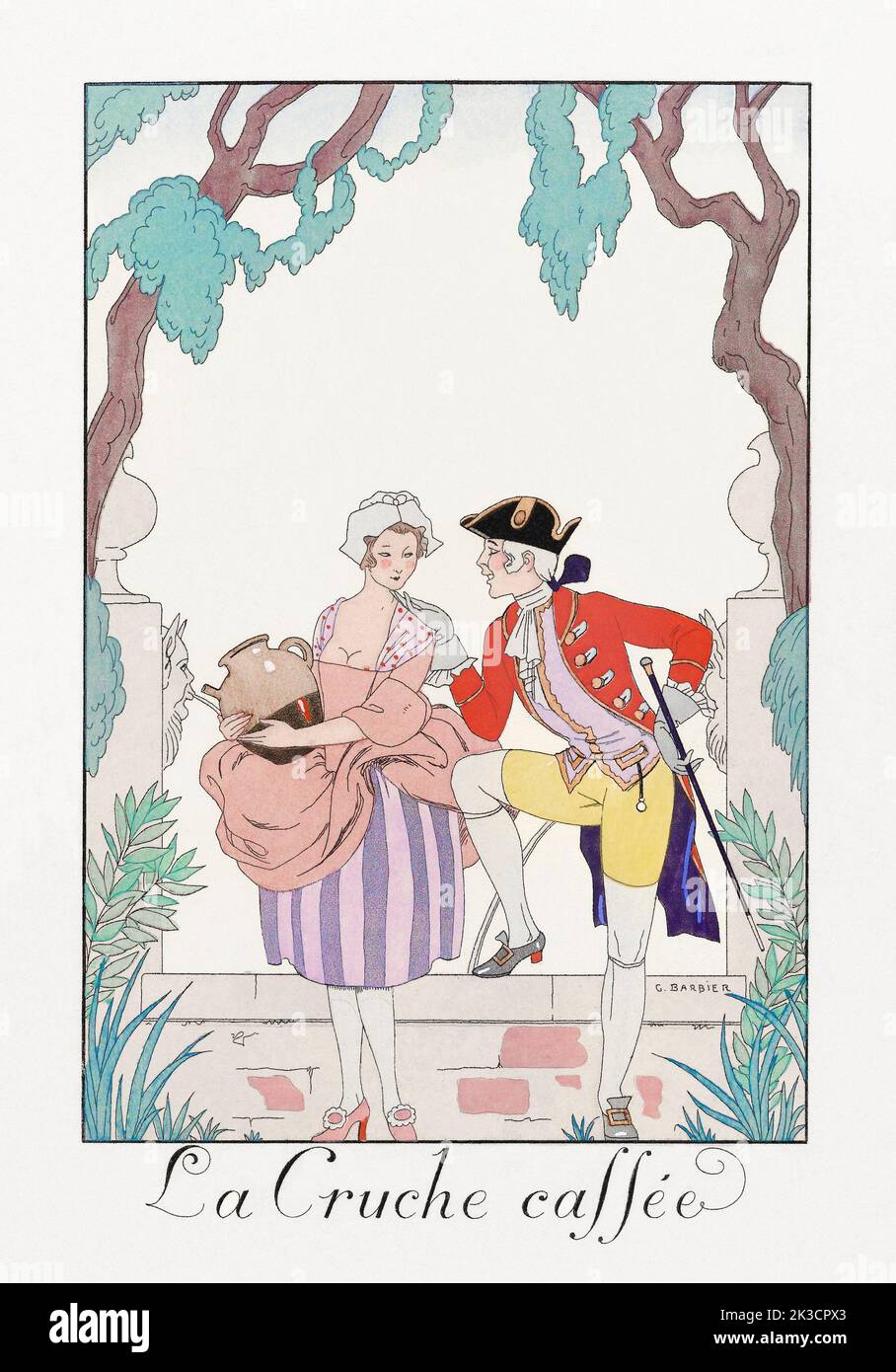 La Cruche caffée (1925) Mode-Illustration in hoher Auflösung von George Barbier. Original aus dem Rijksmuseum. Digital verbessert durch Rawpixel. Stockfoto
