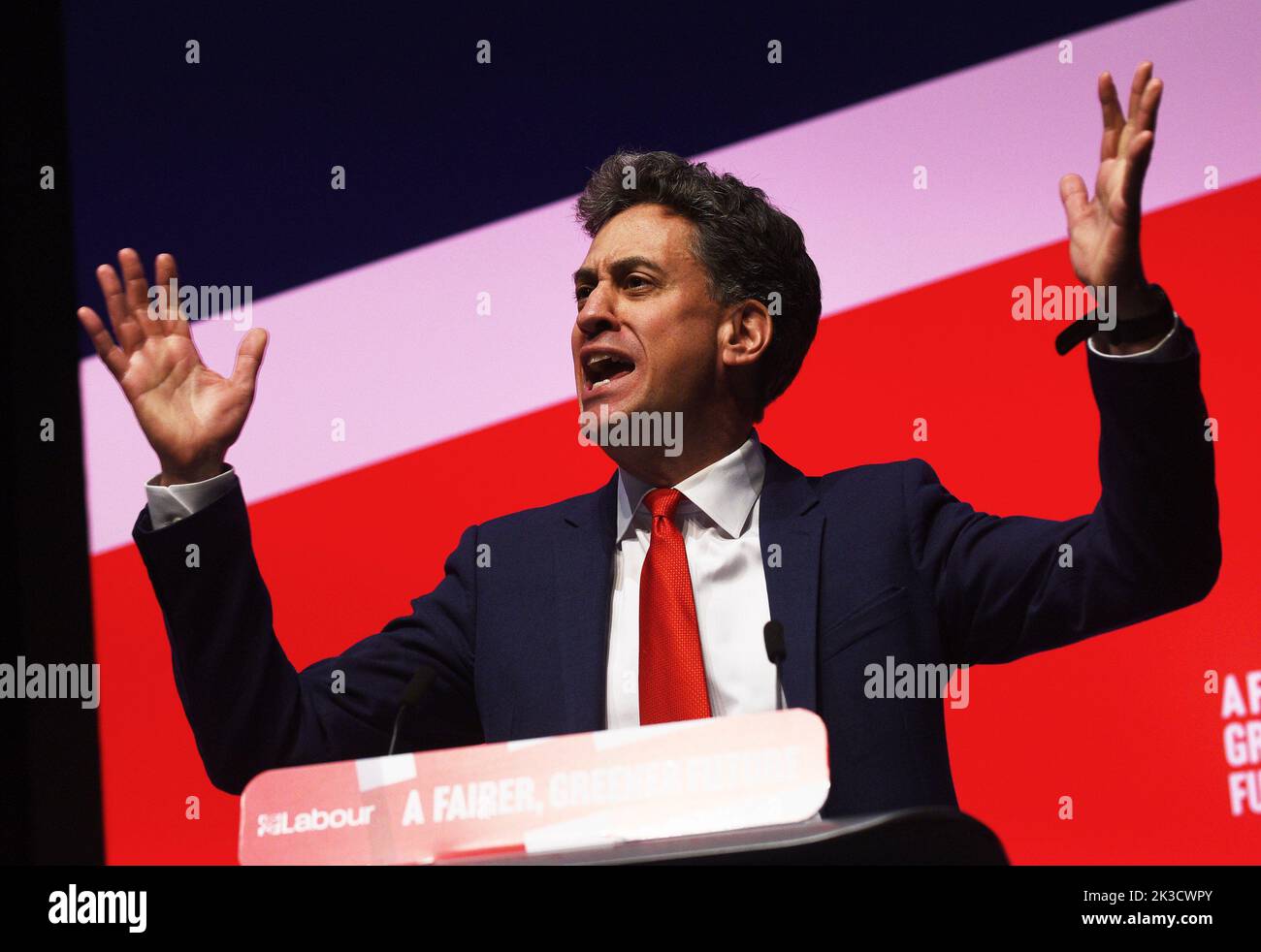 Liverpool, Großbritannien. 26. September 2022. Ed Miliband für die Labour Party spricht auf der Arbeiterkonferenz in Liverpool. 2022 Credit: Della Batchelor/Alamy Live News Stockfoto