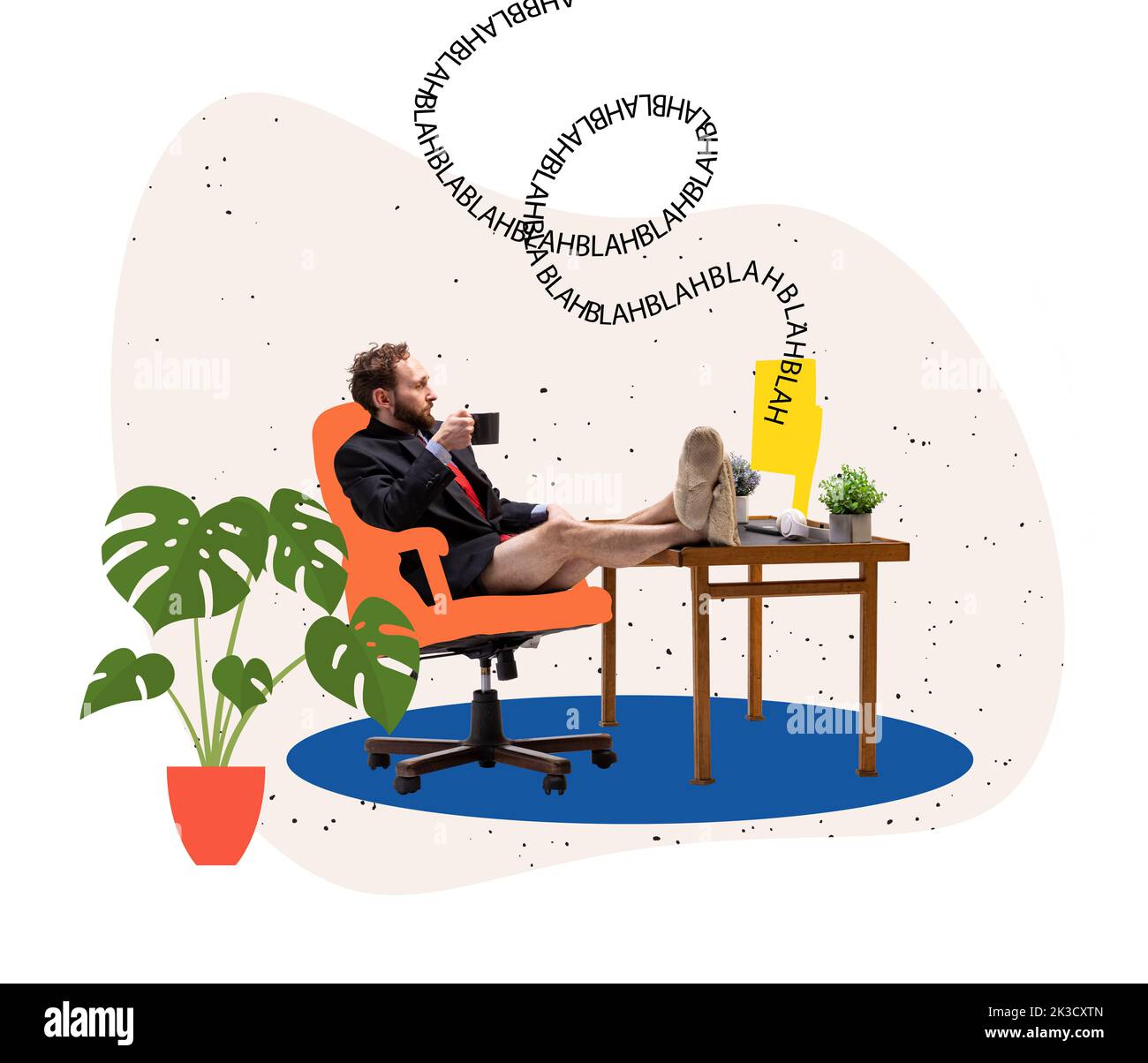 Junger Geschäftsmann, der zu Hause sitzt und an einem Online-Treffen mit Kollegen teilnimmt. Business, Studium, Bildung, Jugend, Remote-Arbeitsplatz-Konzept Stockfoto